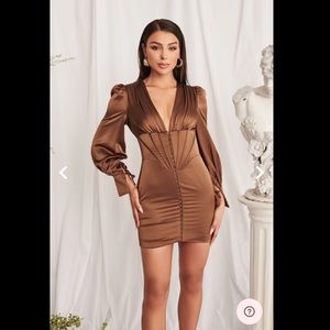 Beautiful brand new corset dress in chocolate. Never worn. Tags still attached